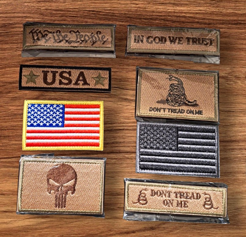 8pc Embroidered Fabric Morale Patch Set 3x2 USA Flag Don’t Tread On Me