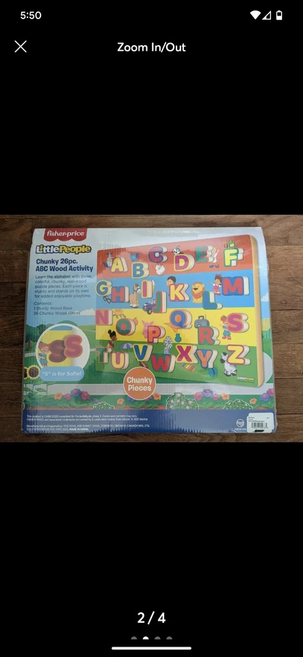 Fisher Price Little People Chunky ABC Wood Activity Puzzle 16" x 12" 27 Pc NEW - Image 2 of 4