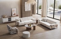 Sofa Sessel Couchtisch Beistelltisch Puff Stil Modern Farbe Beige Weich