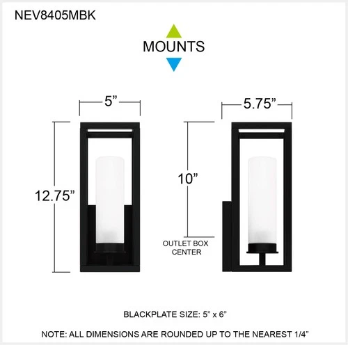 Quoizel NEV8405 Neville 13" Tall Outdoor Wall Sconce - Black - Picture 2 of 7