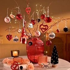 Valentines Day Tree Ornaments Decorations, 70Ct Pink Black Heart O