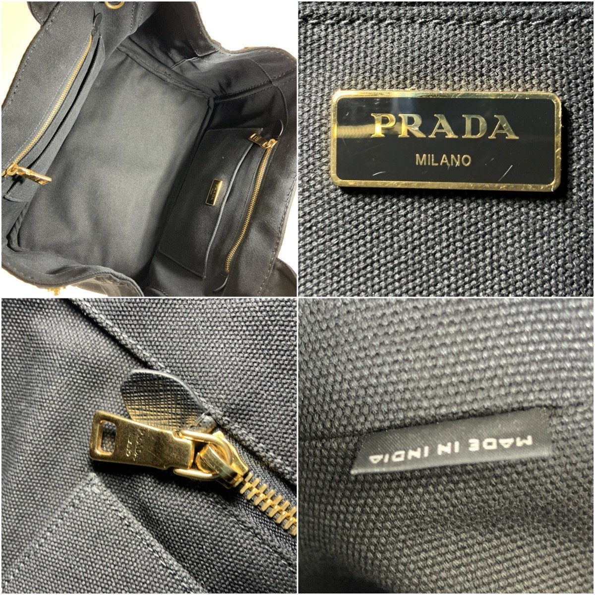 PRADA Canapa 2WAY Tote Bag 1BG642 Black Slightly scratched and soiled from japan thumbnail 8