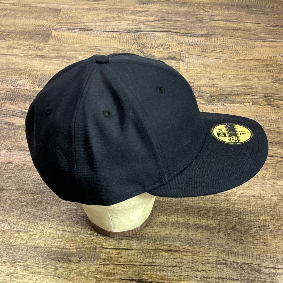 New Era 59fifty Blank Fitted Black Hat 7 3/4 Under Visor Gray - Image 4 of 4