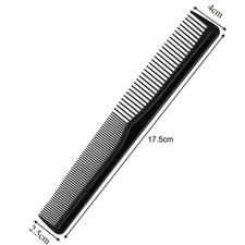 Fine-Toothed Black Plastic Comb - Two-End Design for Hair Cutting & Styling