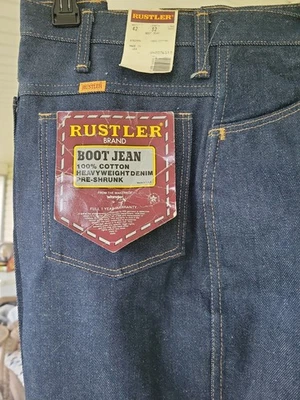 Vintage 80s Wrangler Rustler Men's Denim Jeans Size 42 x 32 NWT Made in USA NOS - Image 1 of 4