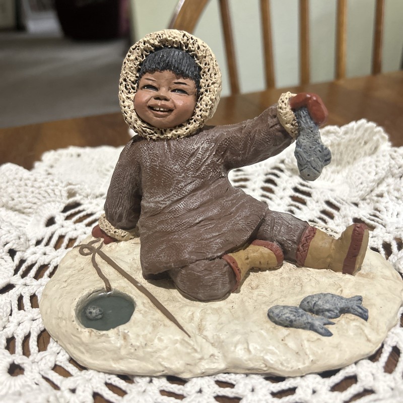 Vintage Martha Holcombe “Pike” All God’s Children Eskimo Fisher Boy Figurine #1