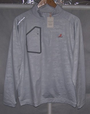 NEW $145 PETER MILLAR Zip Pullover Sweater Shirt CARDINAL ON  A GOLF CLUB L Gray