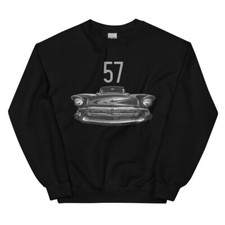 1957 Black 57 Chevy Bel Air Convertible Antique Car Unisex Sweatshirt