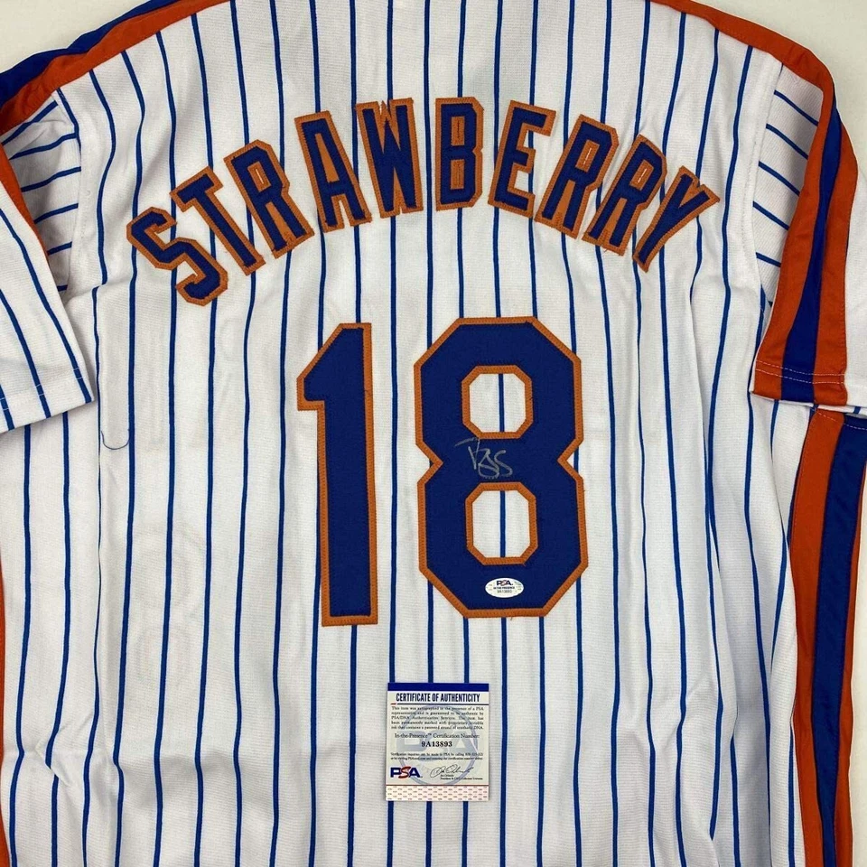 Autographed/Signed DARRYL STRAWBERRY New York Pinstripe Baseball Jersey PSA COA - Image 2 of 4
