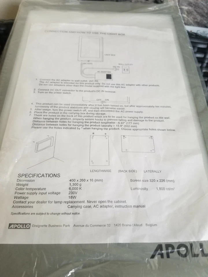 CAJA DE LUZ APOLLO PROTABLE VISUALIZACIÓN DE RAYOS X Slimlite 16x10” 18W Japón Foto 3 de 4