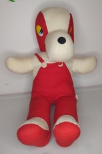 Vtg Red/White Stuffed Dog Carnival/Fair Shalom Toy Co.