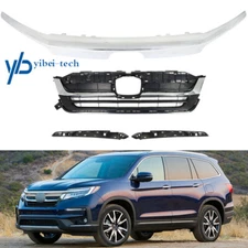 Front Bumper Grille Grill w/Molding Trim Assembly For Honda Pilot 2019 2020 2021