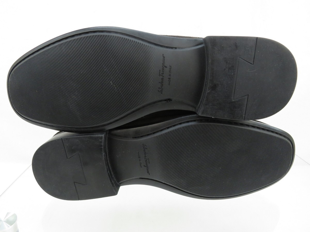 NIB FERRAGAMO LANZAROTE HICKORY BROWN SUEDE MOCCASIN LOGO PENNY LOAFERS 8 EE Salvatore Ferragamo Moccasin Brown Casual Shoes for Men for  main image 2