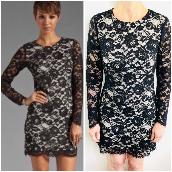 Theory Size 4 (8 Aus) Black Lace Pattern Mini Shift Dress US Luxury Designer