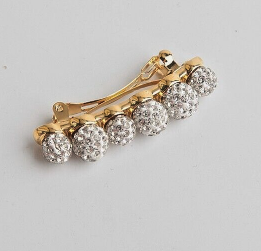 New Auth LeLe Sadoughi Ivory Mixed Stone Clear Pave Barrette  display picture 3