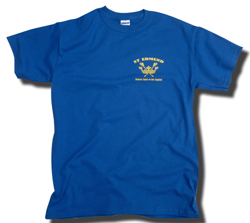 ST EDMUND T-SHIRT PATRON SAINT OF THE ENGLISH - BLUE (LC) - England, Anglo-Saxon - Picture 1 of 2