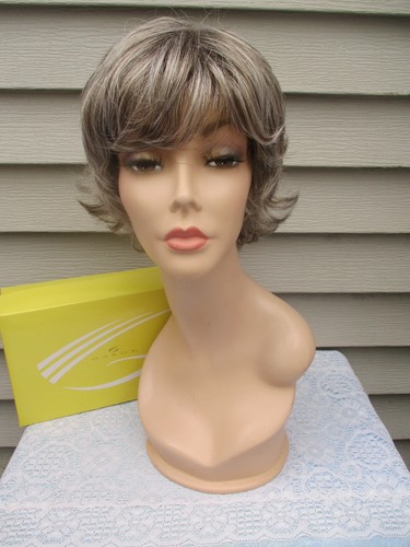 Gabor Wig BELLE Color GL38-48 SUGARED SMOKE Light Brown w/Gray Soft Curled Style - Picture 7 of 10