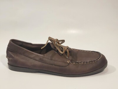 Old Navy Mens 11 Medium Boat Shoes Moc Toe Lace Up Leather Brown Casual  Loafer