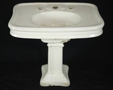 Reclaimed White Ceramic Serpentine 33 in. Pedestal Sink