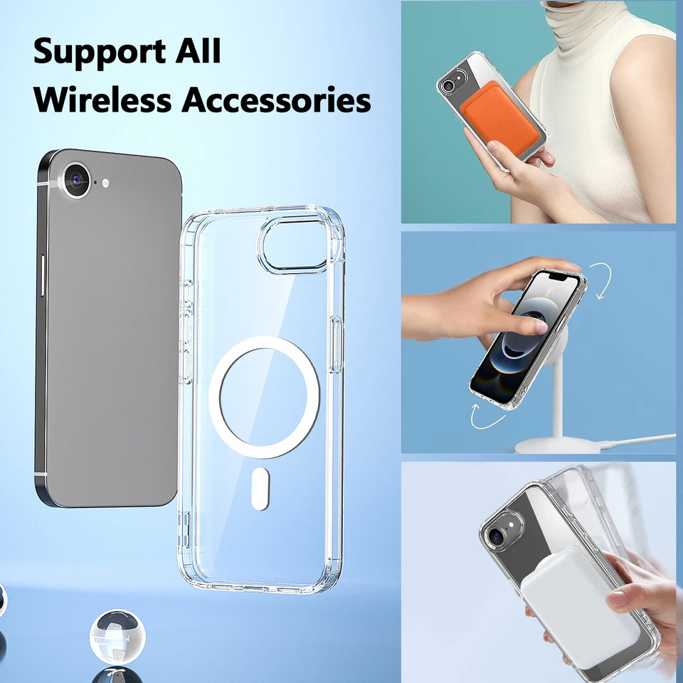 For Apple iPhone 16e 2025 MagSafe Case Clear Shockproof Magnetic Bumper Cover - Image 3 of 4