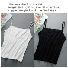 Lady Cotton Tank Tops Vest Camisole Lace Spaghetti Strap Undershirt Casual Basic