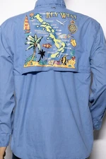 10,000 ft Above Sea Level Key West Long Sleeve Fishing Shirt M Blue Utility
