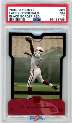 2004 LE Skybox LARRY FITZGERALD Black Border RED 11/50 Jersey # 1/1 Rookie PSA 7