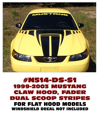 N514-DS-S1 1999-03 FORD MUSTANG - CLAW HOOD, FADERS and DUAL STRIPE KIT