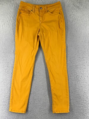 No Boundaries Pants Women 11 Yellow Denim Jeans Straight Leg Mid Rise 28x27