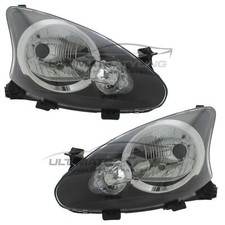 Headlights Fits Toyota Aygo 2005-2015 Black Inner Headlamps 1 Pair Left Right
