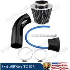 3" Universal Car Cold Air Intake Kit Filter Induction Kit Hose Pipe Black