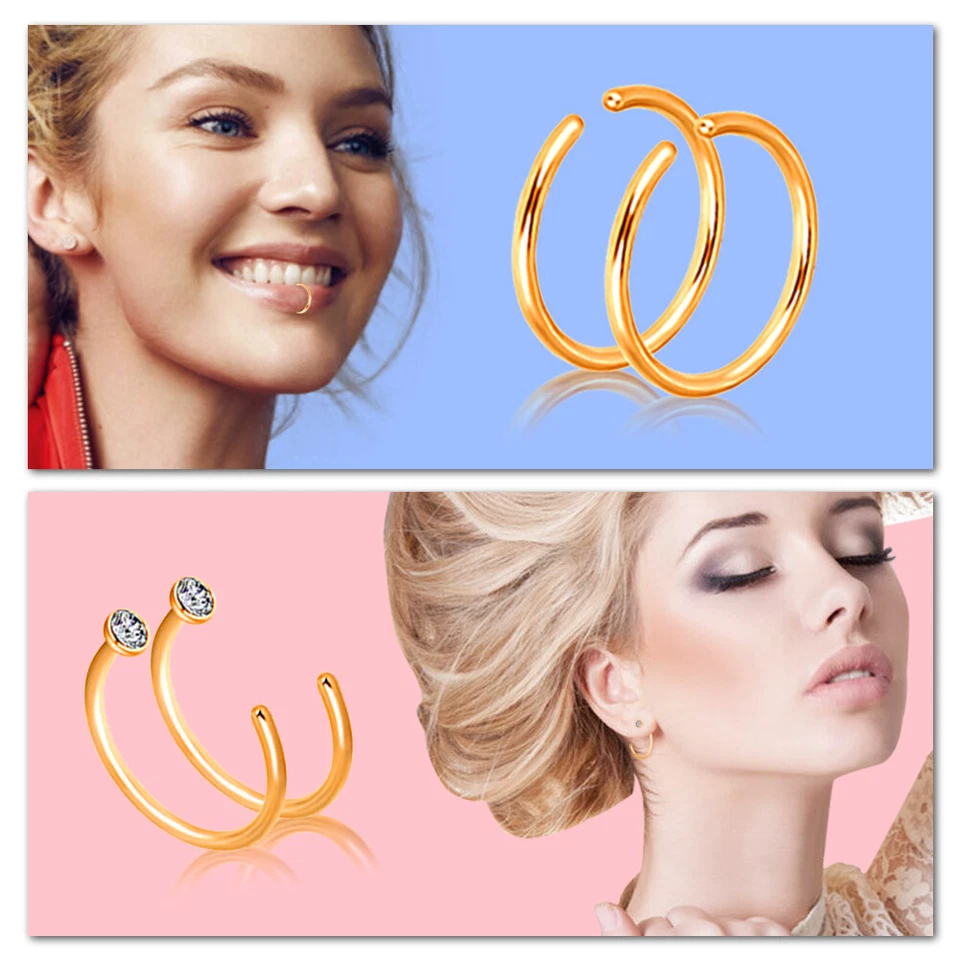 32件装20G黄金手术钢鼻环直L弯鼻骨耳钉套装 — 第 2/4 张图片