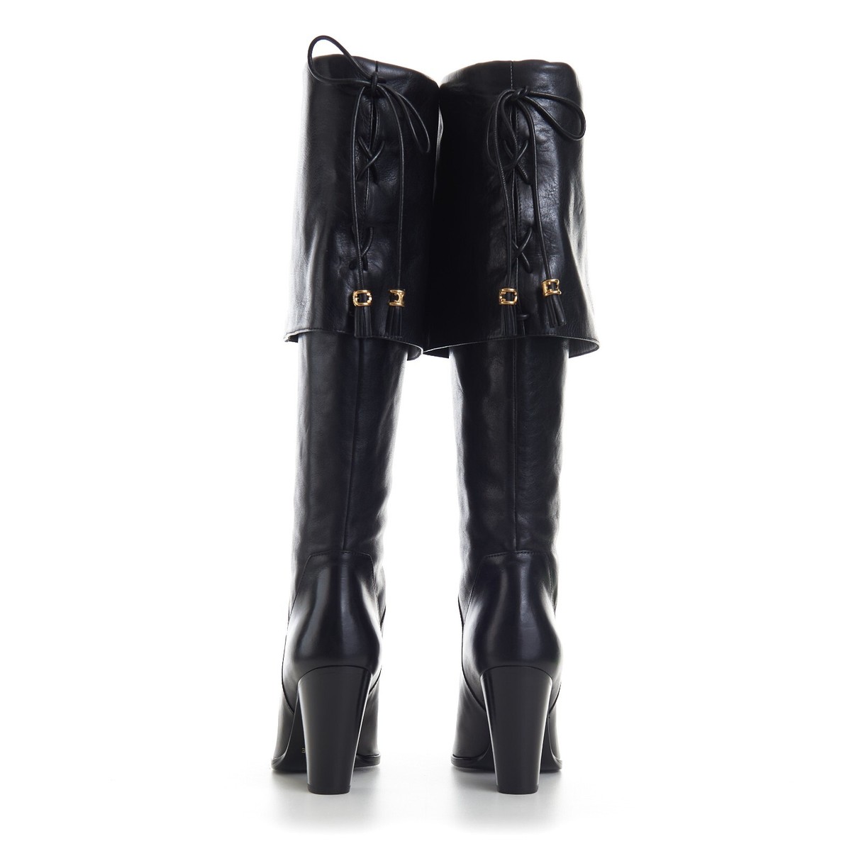 CELINE セリーヌ ブラックレザー ハイブーツ La Mousquetaire CELINE 2200$ Black Leather La Mousquetaire High Boot