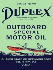 Quaker State DUPLEX Outboard Special Motor Oil NEW METAL SIGN: 9x12" Ships Free