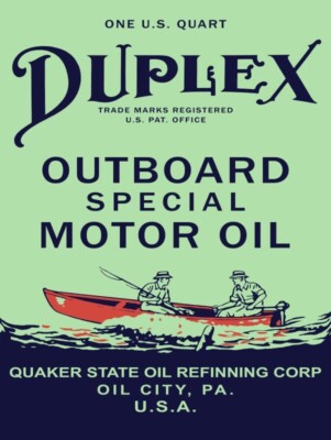 Quaker State DUPLEX Outboard Special Motor Oil NEW METAL SIGN: 9x12'' Ships Free