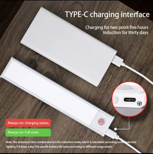 LED Motion Sensor Cabinet USB Type C Rechargeable Magnet 3 Colour Dimmable Light - Picture 7 of 30