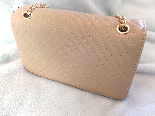 WOMENS, VEGAN, NEW SHOULDER CROSS BODY HANDBAG W/TAGS, TAN - Picture 9 of 15