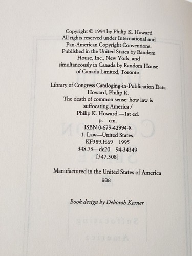 Death of Common Sense: How Law Is Suffocating America, Philip K Howard Hardback - Picture 8 of 8