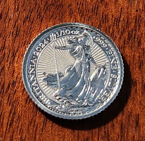 1/10 oz Britannia -2024 .999 Fine Silver Sovereign Coin BU