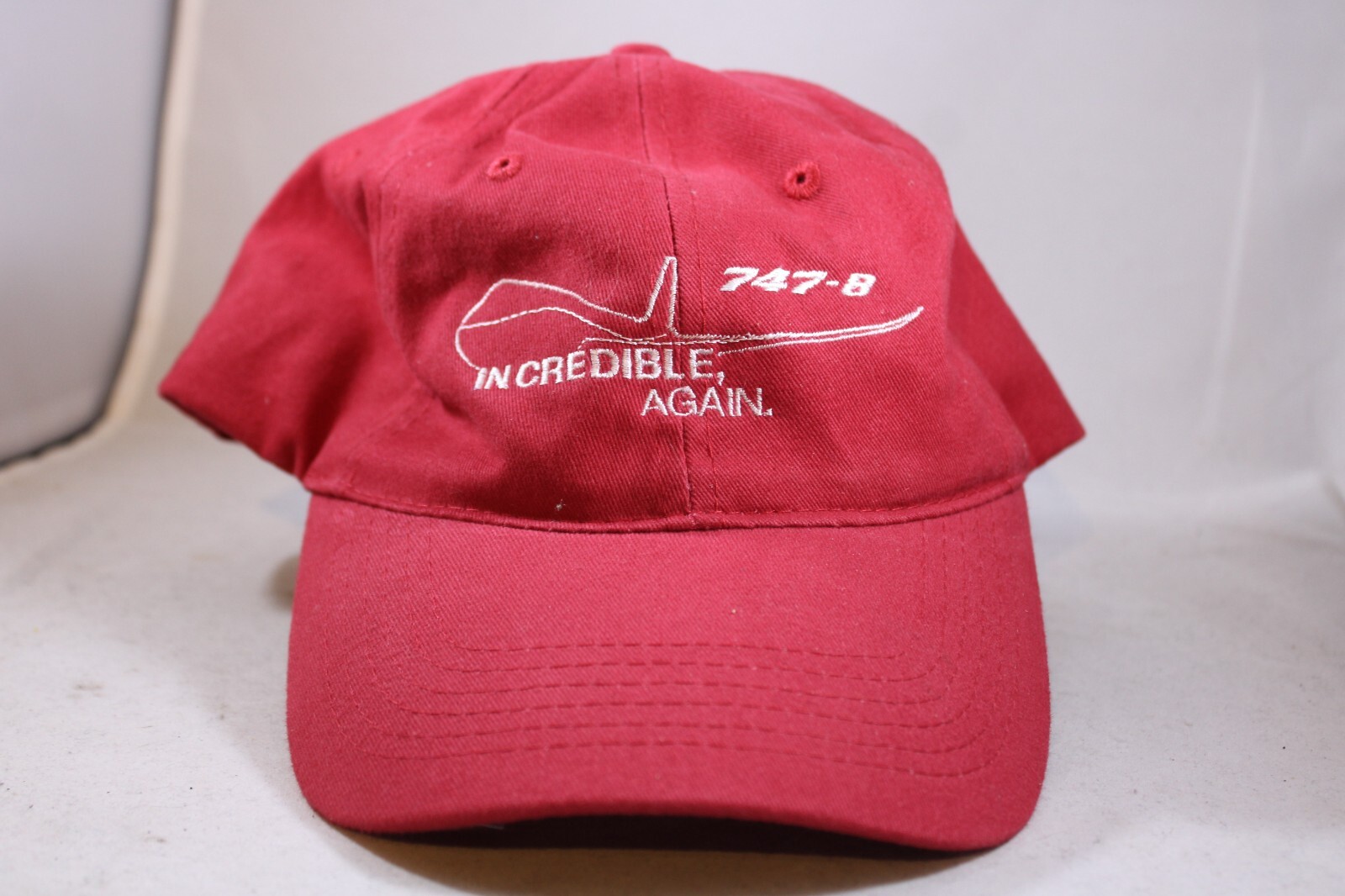 Boeing 747-8 Aircraft Airplane Red Graphic Cap Hat - Incredible Again