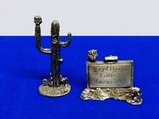  Boyd Perry "Little America" Sign & Cactus Roger Wheeler Mfg. Pewter ~ Figurine