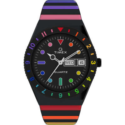 Damenuhr TIMEX Q RAINBOW TW2V65900 Edelstahl Elastisches Schwarz