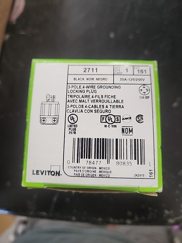 Leviton 2711 3 Pole 4 Wire grounding locking plug - Picture 4 of 4