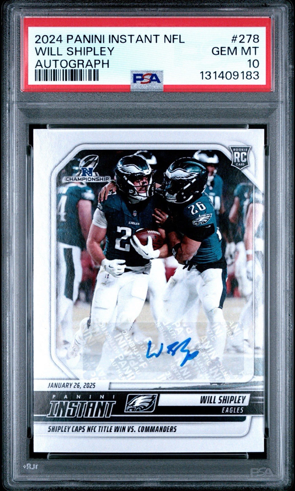 Will Shipley Panini Instant NFL #278 Autograph