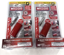 2 Red Dog Sockets AS-SEEN-ON-TV w/ Bonus Drill Adapter Use with Most Socket