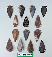 14 Piece Collection 2" Spearheads - Arrowheads - Hand Knapped Agate/Jasper