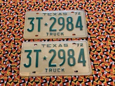 1972      TEXAS       TRUCK       LICENSE      PLATES       3T2984