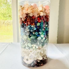 2 lbs mystery Jar Glass Loose Beads Bulk Mixed Craft Jewelry 