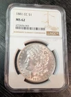 1881 Carson City Morgan Dollar $1 Silver - NGC MS62