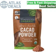 Rich Dark Chocolate Organic Cacao Powder 8 oz - Paleo, Non-GMO, Gluten-Free